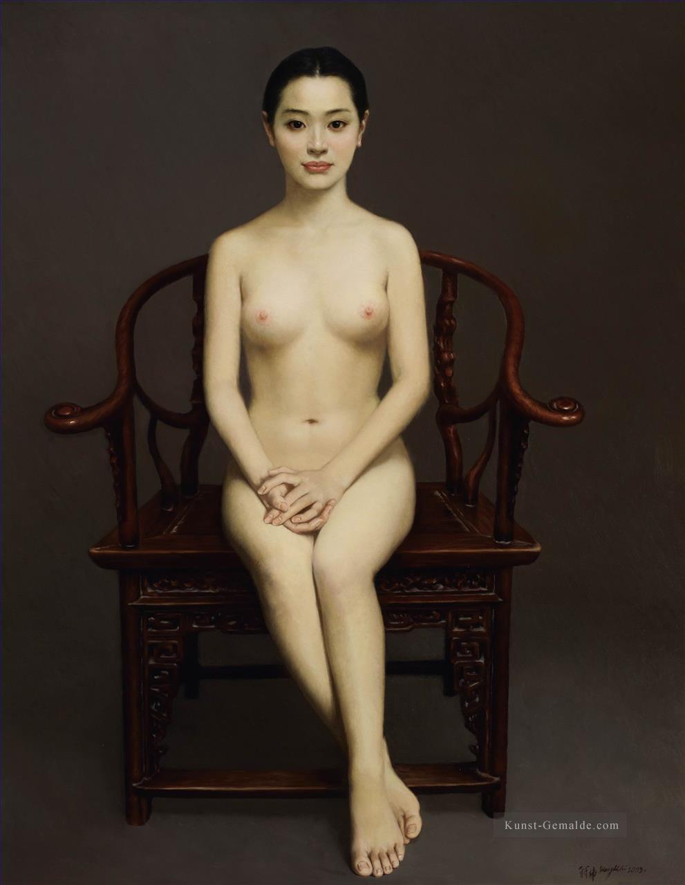 Alter Stuhl Chinesisches Mädchen Nude Ölgemälde